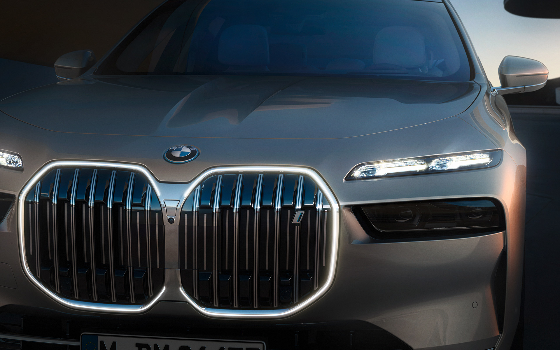 BMW i7 Sedan, G70, εξωτερικό, BMW μάσκα "νεφρών" Iconic glow, ενεργός φωτισμός